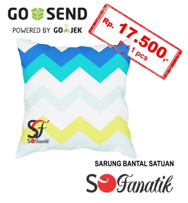 SoFanatik - Sarung Bantal Sofa Kursi Mobil Zigzag Biru Minimalis Murah Cushion